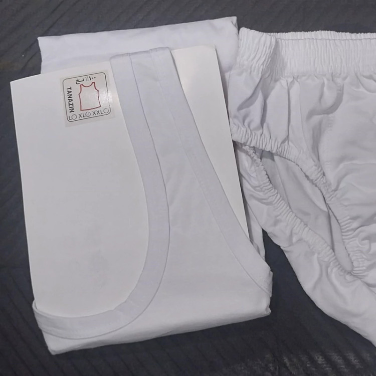 ست رکابی و شورت سوپر نخ مردانه سفید رنگ سایز xl,xxl