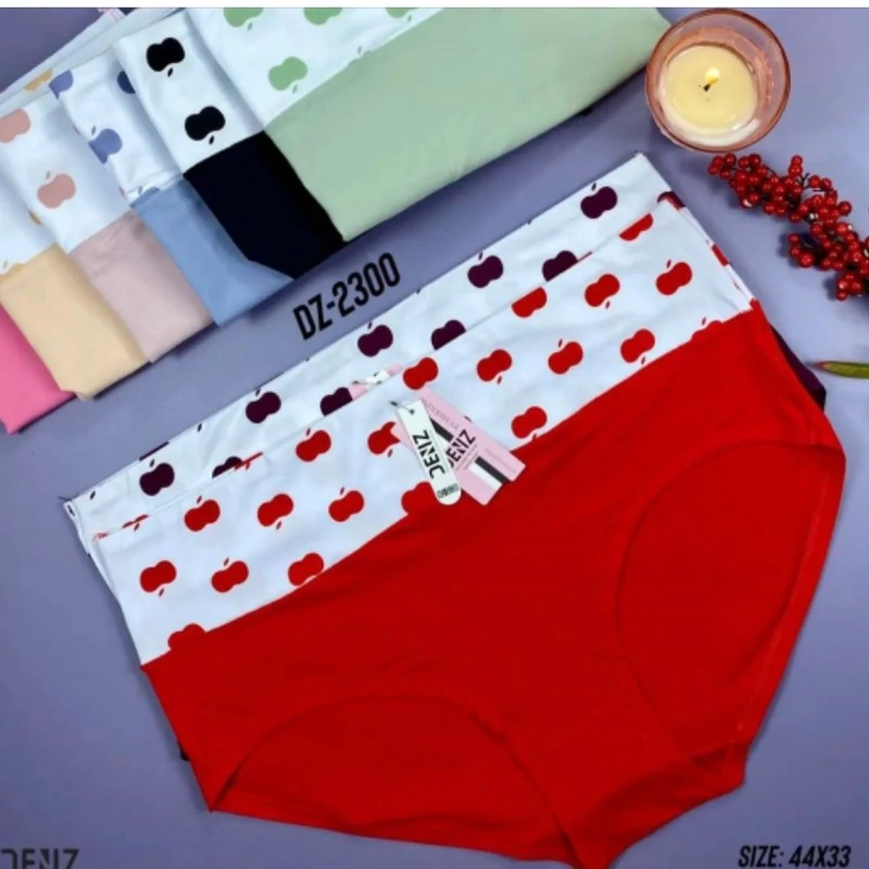 شورت فاق بلند لیزری گیاهی وارداتی سایز بزرگ طرح اپل به سایز(۴ و۵ ایکس) اندازه میشه